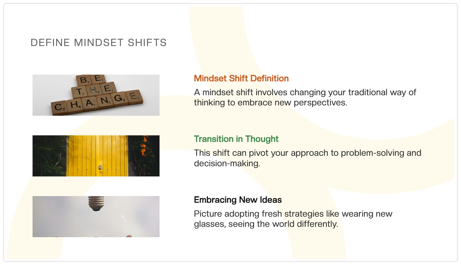 Lead-magnet carousel — 5 Mindset Shifts That Transform Your Coaching Results